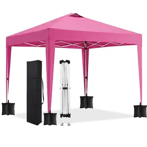10x10 Pop Up Canopy Party Tent with 4 Sidewalls Waterproof UV50 Commercial Canopy Event Shelter Gazebo Tents for Parties 4 pcs Weight Bag Carry Bag Pink