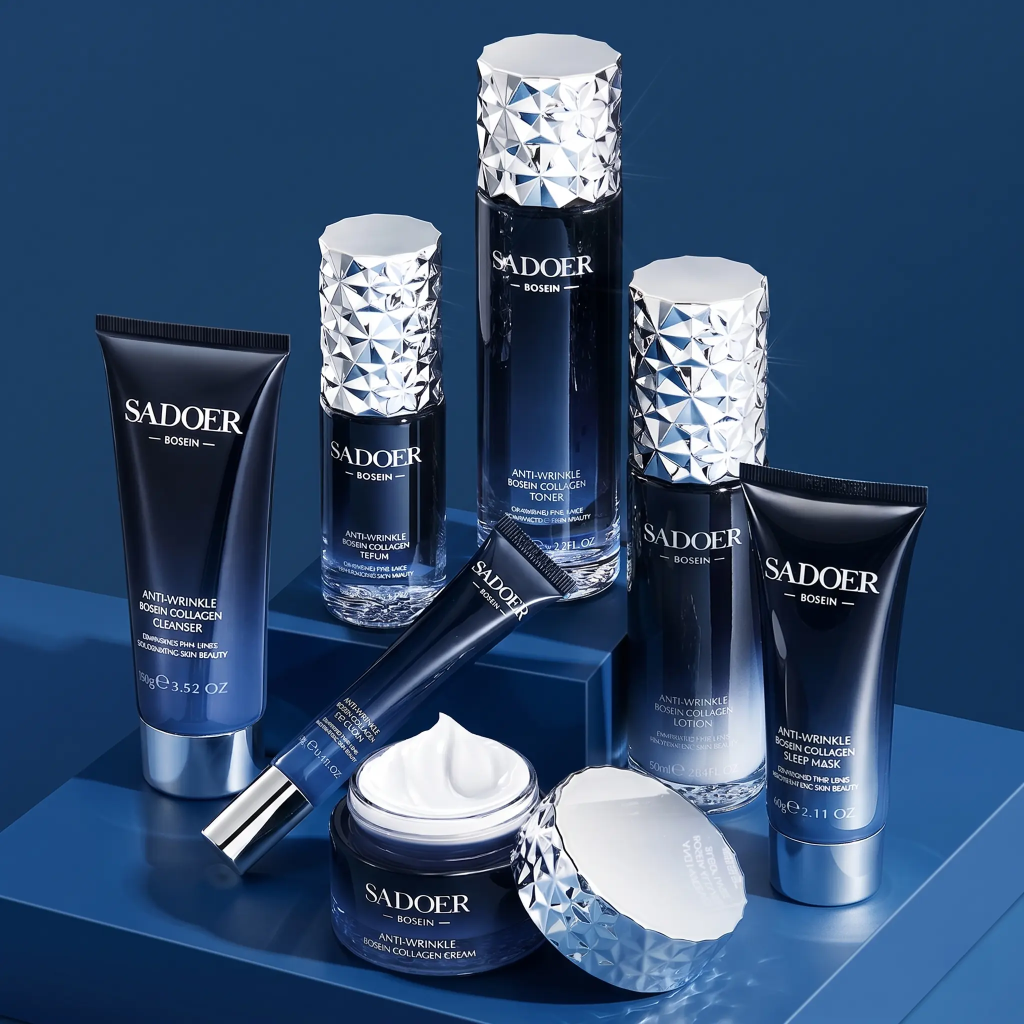 7-Piece Collagen Glass Skin Facial Kit, Moisturizing Nourishing Brightening Skin Care Gift Set, Gentle Formula Suitable for Sensitive Skin