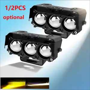 Motorcycle LED Spotlight Dual-Color Hi/Low Beam Fog Lamps, Mini Lens Headlight Driving Light for Cars, Trucks, SUVs and UTVs, Motorcycle LED Lights (12-36V), Led Front Lights