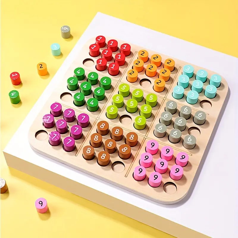 Children's Sudoku Game, Board Game Toy, Cognitive Color Number Board, Party Game, Educational Sudoku Puzzle, Wooden Toy, Brain Training
