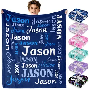 Personalized Baby Blankets and Throws, Custom Blanket with Name, Personalized Valentines Blanket Gifts for Kids Teen Girls Boys