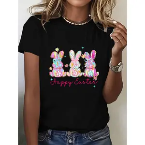 Easter Bunny Glitter T-Shirt – Comfortable Casual Tee for Men and Women