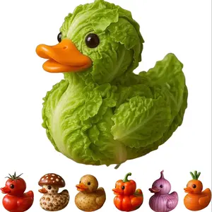 Fun Vegetable Theme Duck Statue, 3D Fruit Duck Figurine Decor Gift, Novelty Veggie Duck Shape, Cute Duck Design, Home Office Desktop Car Dashboard Decoration