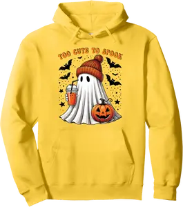 Too Cute To Spook Funny Halloween Ghost Costume Spooky Pullover Hoodie - Elizabethtej Shop 96B0DHL9JWYW