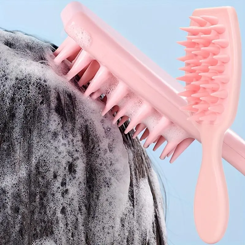4pcs Shampoo Brush Comb Long Handle Shampoo Comb, Soft Silicone Brush for Hair Cleaning, Exfoliating, Scalp Massage, Convenient and Comfortable for Home Use, Suitable for Men, Women, Can Be Used for Both Wet and Dry Hair, Great for Hair Salons