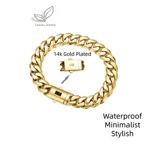 14K Real Gold-Plated Miami Link Cuban Bracelet Anti-Friction Colorfast Waterproof Stainless Width:6/8/10/12/14mm Suitable for any occasion Perfect for both men and women The perfect gift