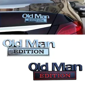 Old Man Edition 3D Emblem Sticker Badge Fender Funny Decals Car Replacement Door Decoration for Universal Vehicle SUV Motorcycle