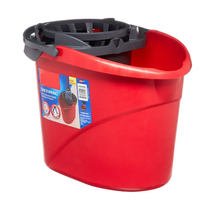 QuickWring 2.5 Gallon Mop Bucket with Wringer Red Durable Material for Efficient Cleaning Tasks Home & Commercial Use