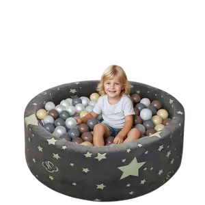 Kids Baby Ball Pit 35.4" Soft Round Memory Foam Ball Pits with 100PCS Balls Indoor Outdoor Playpen Glow Star Removable Warm Covers for Babies Toddlers Christmas Birthday Gift for Age 0-6 Years Old Girls Boys