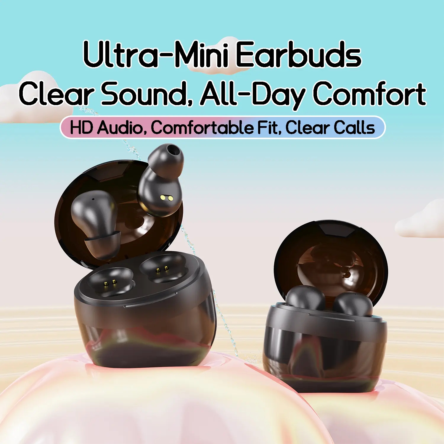 Tiny Hidden Mini Wireless In-Ear Earphones, Bluetooth 5.3 Lightweight Noise Blocking Earbuds, Sweatproof Stable Fit For Sleeping Workout Travel Calls
