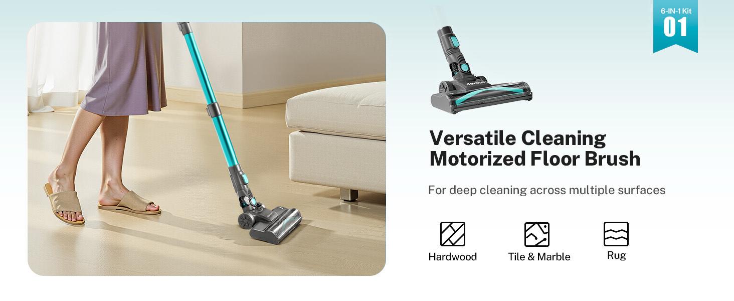 [SummerWins]Devoac Cordless Vacuum Cleaner,8-in-1 Rechargeable Stick Vacuum,Up to 40mins Runtime,Powerful Suction,Lightweight,Versatile for Hardwood Floors\Car\Carpets\Pet Hair