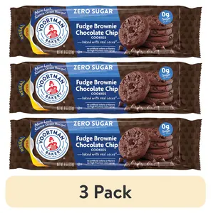 (3 pack) VOORTMAN Bakery Zero Sugar Fudge Brownie Chocolate Chip Cookies 8 oz