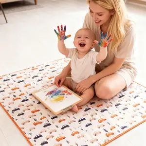 1PC Baby Splat Mat for Under High Chair, Babies Toddlers Eating Mess Mat, Waterproof Reusable Cloth for Arts and Crafts, Playtime Mat for Kids, Floors or Tables, Nursery Development Mat