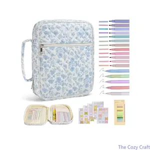 Quilted Cotton Book Bag, Large Capacity Portable Storage Tote, Dustproof Handheld Pouch for Prayer Books, Scriptures, Study, Travel, Meditation, School, Office, Home