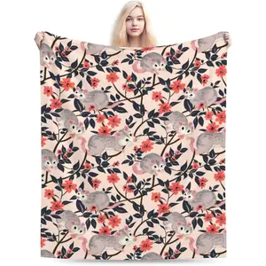 Opossum Blanket Gifts for Women Kids, Cute Animal Theme Flannel Blankets, Warm Cozy Soft Throw for Bedroom, Camping, Couch, Decor 50x60 in