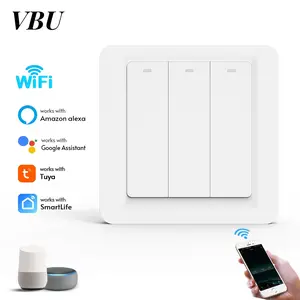 Alexa Light Switch, Tuya WiFi  Smart Light Switches, Smart Switch 3 Gang Compatible with Alexa and Google Home, Neutral Wire Needed, with Remote Control, Timing Schedule, No hub Required,KS-612