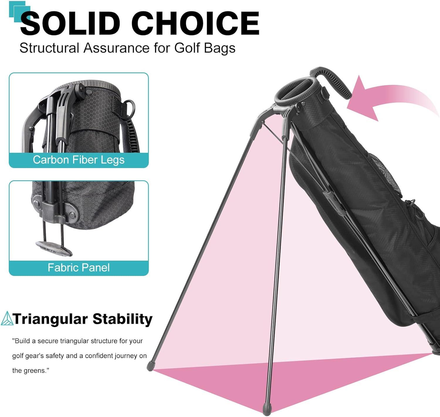 Sunday Golf Bag with Strap & Stand, Lightweight Golf Stand Bags with Two-Way Divider/Cooler Pocket, Golf Club Bags Holds 5-6 Clubs for Driving Range, Par 3 and Standard Courses