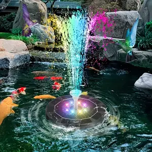 1pc Solar Fountain Pump with Lights, Solar Powered Fountain, Outdoor Water Fountains, Independent Portable Floating Solar Drinking Water Pump for Gardens, Swimming Pools, Ponds, and Outdoor Decor.