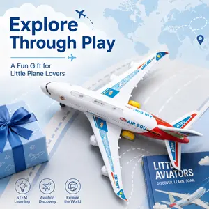 A380 Airplane Toy with Lights and Sounds, Electric Bump and Go Passenger Jet Plane, Realistic Aircraft Model Toy for Kids Boys Girls