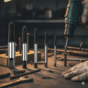 Industrial Grade Double Helix Damaged Screw Extractor Kit, 5-PC & 6-PC Easy Out Remover Set for Automotive Repair, Anti-Slip Bolt Removal Tools with Hardened Dual-Face Drill Bits, DIY Mechanic Tool Kit