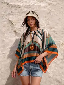 Women's Chain Print Shawl, Windproof Sandproof Soft Breathable Sun Protection Scarf, Elegant Fashion Accessory for All Seasons