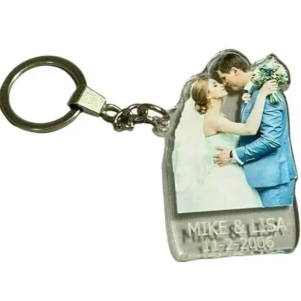 Custom Wedding Photo Keychain – Personalized UV Printed Picture Key Ring Gift for Bride, Groom, Couples, Anniversary, Engagement