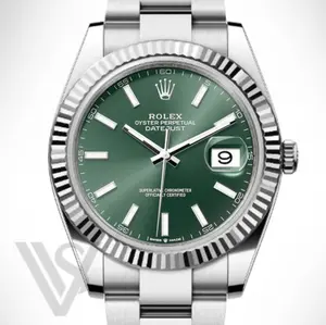 Rolex Datejust 41mm Green Index Dial Fluted Bezel Stainless Steel Oyster Bracelet