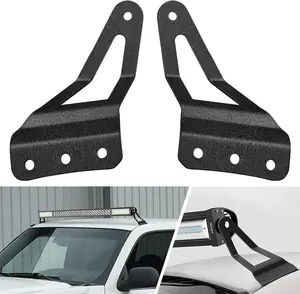 Nilight 2PCS 52in Curved LED Light Bar Mount Brackets - Wrinkle Metal Pair Pack, Upper Windshield Roof Cab Drill-Install for Chevy GMC Pickups (07-13 Silverado, Suburban, Avalanche, Tahoe, Yukon, Sierra) with Rivet Nuts