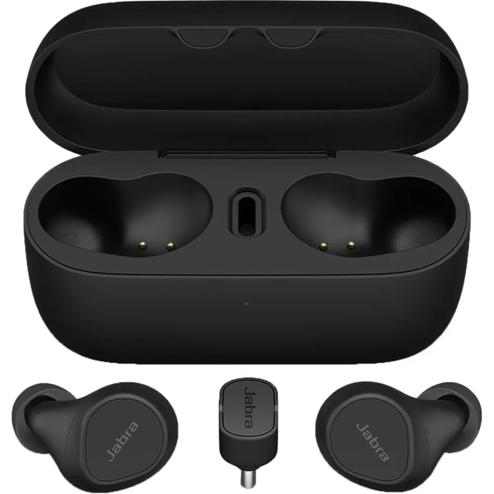 Jabra Evolve2 Buds Wireless Noise-Cancellation Earbuds with USB-C UC Compatibility, USB-C Bluetooth Dongle, High-Quality Audio Headphone