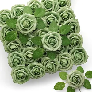 25 Elf Green Artificial Roses with Stems - Realistic PE Foam Flowers for DIY Wedding Bouquets, Centerpieces, Home Decor, Artificial Flower Decoration - Outdoor Celebrations, Parties, Seasonal Events