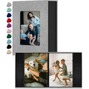 Photo Album 4x6,Linen Cover Slide-in Photo Album Book Can Holds 100 4x6 Photos with 50 Black Sheets for Family,Wedding,Baby and Holiday Pictures (Gray)