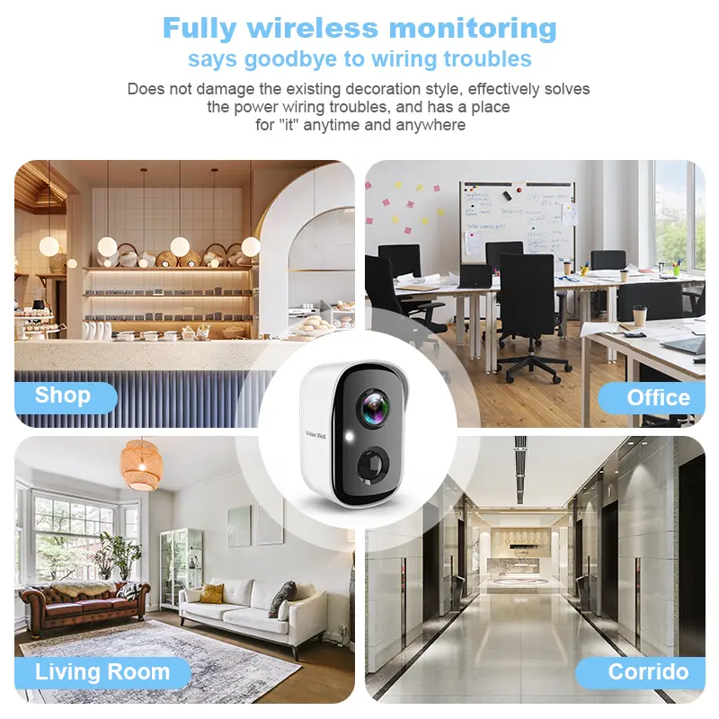 Vision Well Wireless Home Security CCTV Camera - Home Monitoring Digital Security Camera, 2.4G Wi-Fi, AI PIR Sensor, 2-Way Talk, Smart Instant Siren, IP65 Waterproof, SD Card & Cloud Storage Support