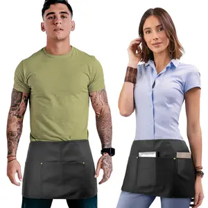 Genuine Leather Half Apron - Big Pockets - Adjustable - Restaurant, Barista, Shop, Salon, Bartender, Server, Waiter