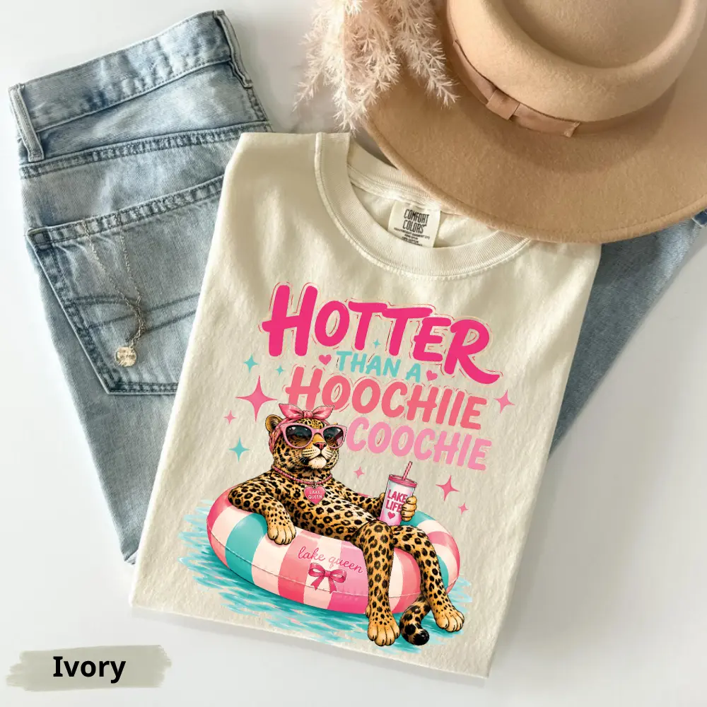 Comfort Colors Hoochie Coochie TShirt, Leopard Summer, Leopard T Shirt, Trending Catch Phrase T-Shirt, Lake Viral, Girly, Boutique Graphic Tee Gift