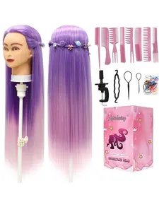 28-Inch Synthetic Fiber Mannequin Head, Unisex Adult Hairdresser Training Tool, Hair Tools, DIY Braiding & Hairdressing Practice, Makeup Practice