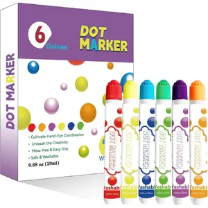 6 Colors Mini Washable Acid-Free Dot Markers Bingo Daubers Set of 6 Bright Colors for Bingo Night Party Fun Art Activity