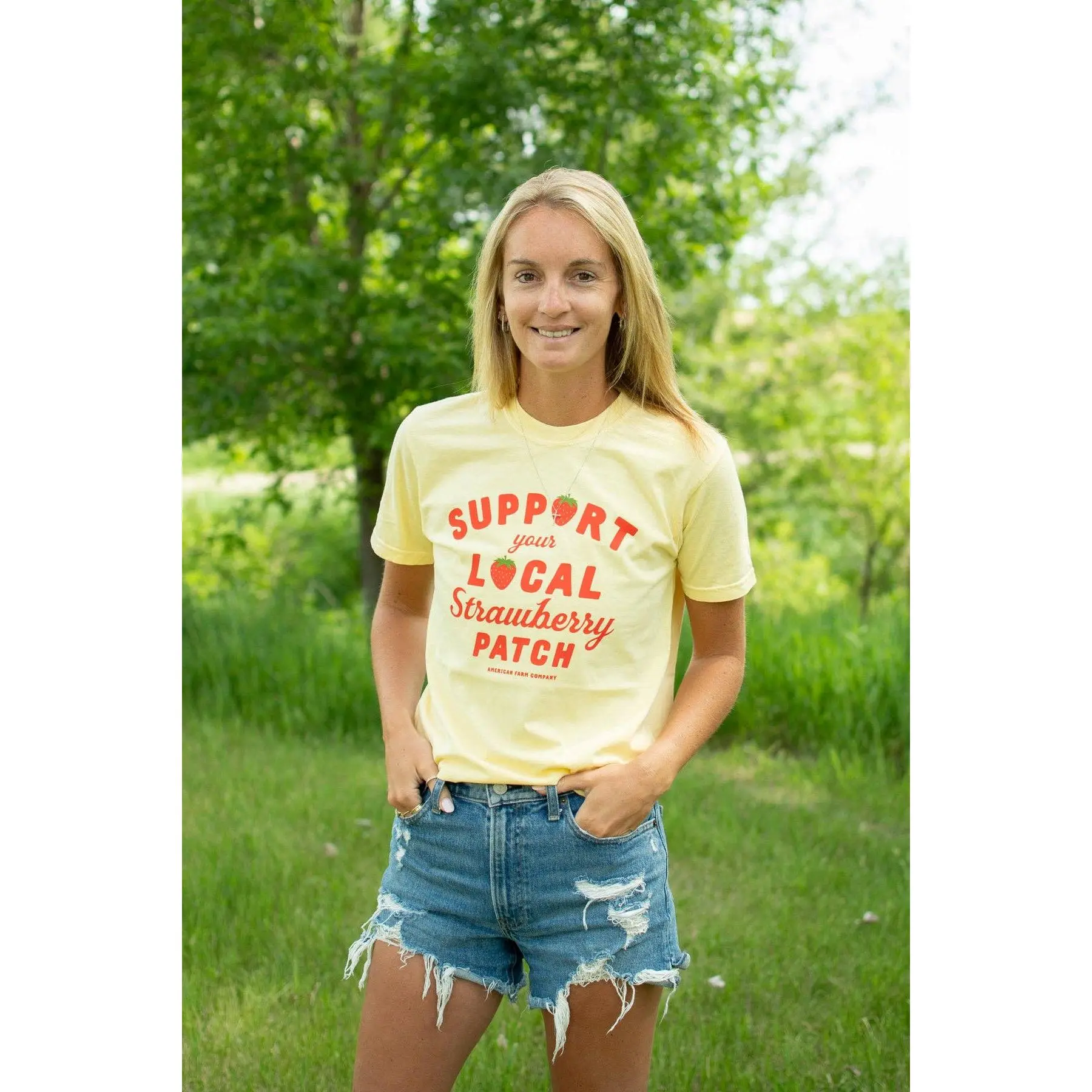 Support Your Local Strawberry Patch Yellow Tee