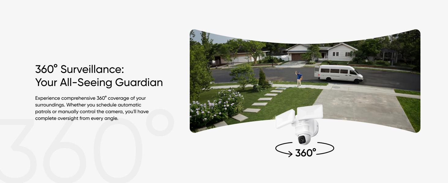 eufy Floodlight Camera E30, Security Camera Outdoor, CCTV-Style 360° Pan and Tilt, AI Detection and Tracking, 2K Video, 2.4GHz Wi-Fi, 2,000 Lumens, Custom Voice and Light Alerts, 24/7 Recording, No Monthly Fee｜Spingtok