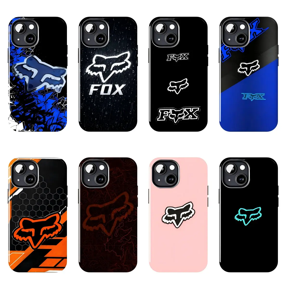 Fox Racing Full Print Silicone+PC Phone Case for Riders, Compatible with iPhone 11-17 Pro Max/Plus, Samsung Galaxy S23-25, Ios/Android