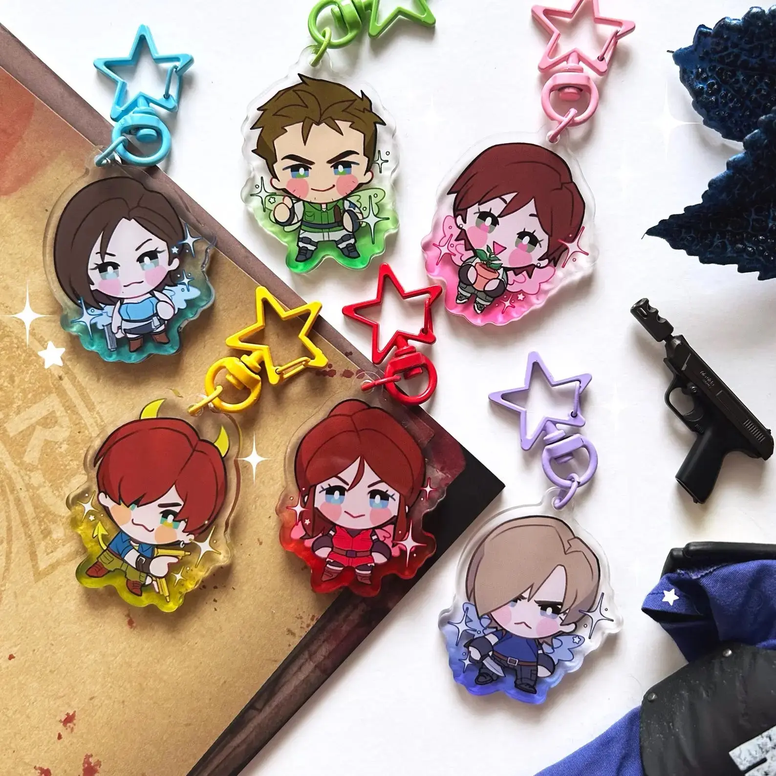 EVIL RESIDENTS Horror Game Keychains – Cute Acrylic Key Charms, Kawaii Anime