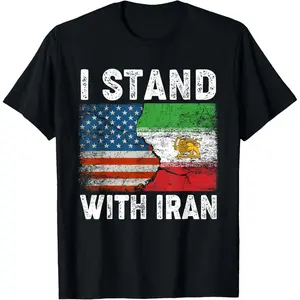 100% Cotton Iranian Flag I Stand with Iran Lion and Sun Flag MIGA Gift T-Shirt