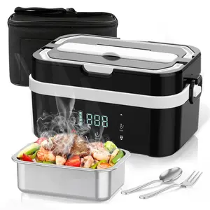 Father's Day Gift Wireless Electric Lunch Box, USB Rechargeable Food Warmer, 1.35L Portable Large Capacity Heated Bento with Timer, Ideal for Office, Truck, Camping, Travel