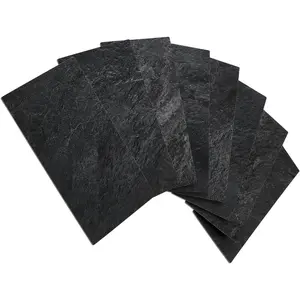 200 Pieces Black Slate Peel and Stick Backsplash Wall Tiles, 3" x 6" PVC Faux Stone Stick on Tiles for Kitchen, Bathroom, Laundry Room, Camper, Fireplace