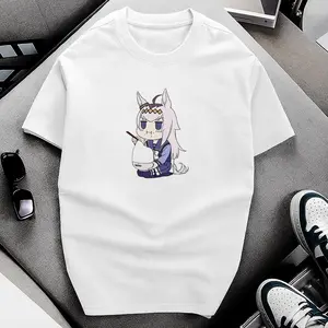 Oguri Cap Eating Rice Meme Tee | Funny Uma Musume Chibi Graphic Shirt Menswear Tops Vibe Casual Crewneck Shortsleeve Tropical
