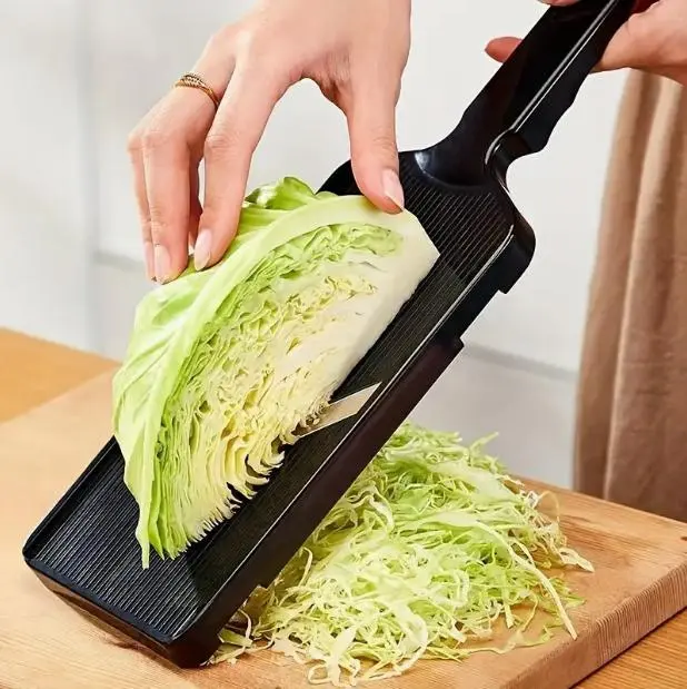 Ribbed Blade Cabbage Slicer - Multifunctional Kitchen Utensils, Thickness-Adjust Vegetable Grater Shredder for Cabbage Salad Meal Prep