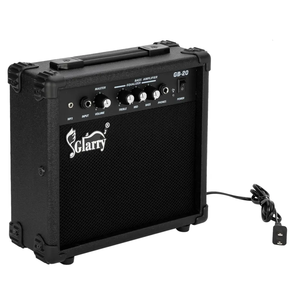 Glarry 20W Wired Plastic-Wood Electric Guitar & Bass Amplifier (GB-20) - Portable Home Entertainment Amplifier for Musicians, 1/4-Inch Input Jack, Headphone Output Socket, Master Volume, Tone Controls, Speaker, Adjustable Noise Protection