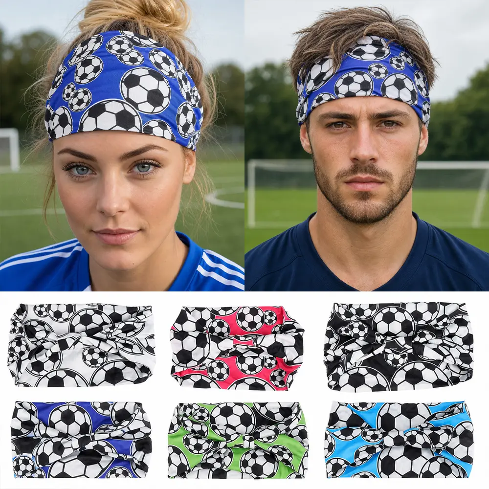6-Pack Stretch Elastic Athletic Headbands, Workout Headbands for Youth Soccer Players & Coaches, Team Colors Options, Running Yoga Use, Soccer Team Gifts for Adults & Fans