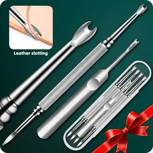 2/4-Piece Leather Craft Tool Kit, High-End Synthetic Leather Sewing, U-Channel Guide, Edge Trimmer, Ideal for Handmade Crafts and Repair
