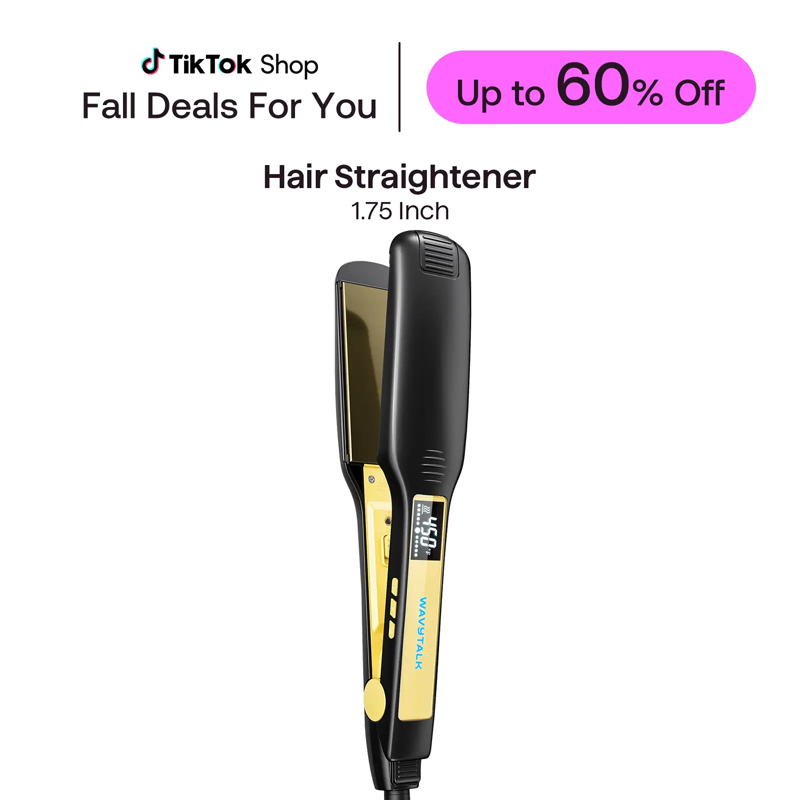 Wavytalk Hair Straightener 1.75 Inch for Effortless Straightening