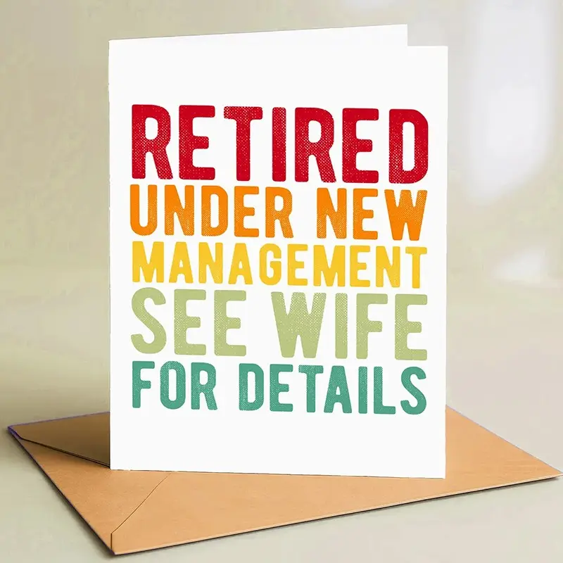 1pc Retirement Under New Management Card with Envelope, Greeting Cards, Retire and Relax, Leaving Card, Sorry to See You Go, Goodbye Good Luck Card, Retired, For Him, For Her, Inspirational Greeting Cards